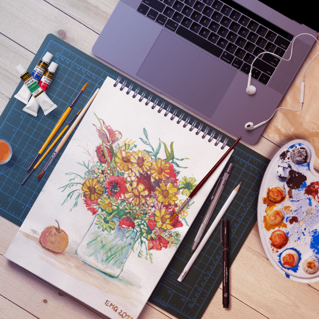 Obraz tempera kwiaty polne – Elżbieta Grymel